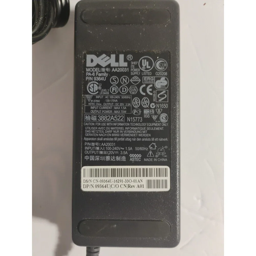 Dell AA20031 Pa-6 Family 9364U 20 Volts DC 3.5 Amps